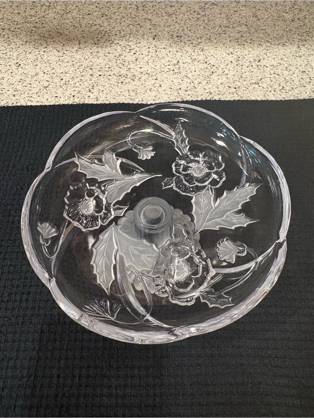 Clear Glass Floral Pedestal Serving Bowl - Clear